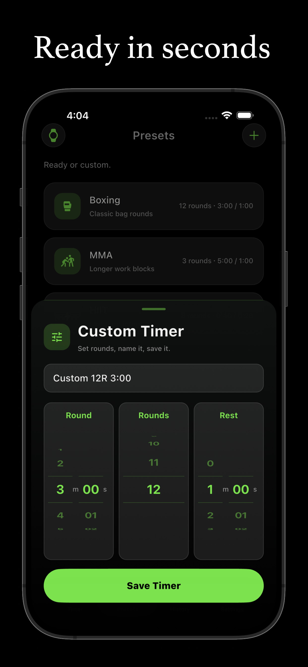 RoundFlow custom timer promotional screen